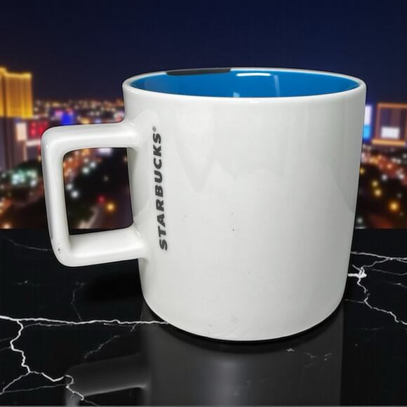Starbucks Las Vegas 2014 Limited Edition Star Black Blue 14oz Coffee Mug Cup - Picture 3 of 7